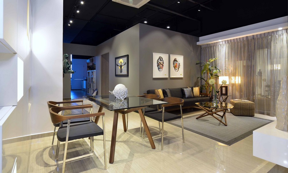 Open Floor Design Sleek Open Floor Living Space Design At Minimalist Apartment Dining Room With Glass Top Table And Wood Legs Dream Homes Stylish But Contemporary Home Decor With Elegant Interior Theme
