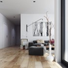 Hoang Minh Living Spacious Hoang Minh Nordic Style Living With Touches Of Black Wooden Floors And Fireplace On White Painted Center Wall Involved Wood Glass Window Dream Homes Fancy Nordic Interior Concept In Beautiful Appearance Views