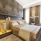 Wall Art Bedroom Splendid Wall Art In Luxurious Bedroom With Elegant Low Profile Bed Minimalist Bedside Tables Lovely Flower In Glossy Metallic Pot Cream Curtain Dream Homes Extravagant Luxurious Interior Decoration Brings Warm And Cozy Nuance