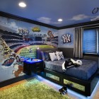 Cool Rooms Displaying Sporty Cool Rooms For Teenagers Displaying Stadium Mural Set As Center Wall For Grey Corner Bedding With Light Bedroom Stylish Bedroom For Teenagers Playing Decoration In Various Styles