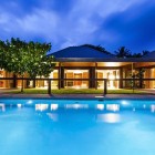 Blue Swimming The Stunning Blue Swimming Pool In The Back Yard Of The Korovesi Home Completed With Wooden Railing Surrounding The Pool Decoration Elegant Modern Beach Home With Stunning Pacific Ocean View (+14 New Images)