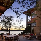 Outdoor Dining Sitting Stunning Outdoor Dining Room And Sitting Space Outside The Lake House With The Grey Stone Floor Dream Homes Contemporary Lake House Integrates With Beautiful Natural Landscape