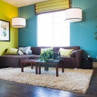 Yellow And Wall Stunning Yellow And Blue Painted Wall To Reflect Green Blue Living Room Theme With Brown Sectional Sofa Idea Interior Design Easy Stylish Home Designed By Bright Green Color Schemes