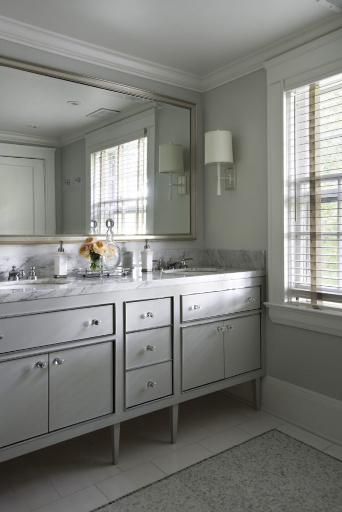 Avon Road Bhdm Stylish Avon Road Residence By BHDM Master Bathroom Idea Involving Double Grey Vanity With Framed Mirror Apartments  Classic Living Room Style For The Stylish Home Appearance