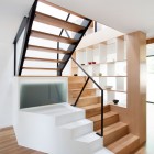 Wooden Stircase Glass Stylish Wooden Staircase With Iron Glass Railing On Wooden Striped Floor Beside Open Built In Storage Of Chambord Residence Interior Design Creative House With Wood Exteriors And Interior Decorations