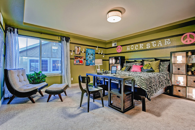 Large Cool Teenagers Super Large Cool Rooms For Teenagers Painted In Lime Green Maximized With Zebra Printed Bedding And Workspace Bedroom  Stylish Bedroom For Teenagers Playing Decoration In Various Styles