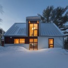 White Dark Cabane Terrific White Dark Brown In Cabane Residence Design Beautified Wooden Glasses Windows With Dark Lamp Inside It Dream Homes Classic And Contemporary Country House Blending Light Wood And Glass Elements (+15 New Images)