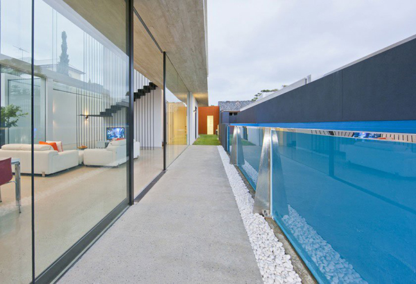 Swimming Pool Blue Unique Swimming Pool Design Used Blue Fence Decoration And Concrete Flooring In Patio Space With Modern Decoration Ideas Dream Homes Astonishing Interior Design In Modern And Stylish Home Of Australia