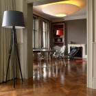 View In Room Warm View In The Living Room Area With Black Floor Lamp And The Wooden Table Facing The Glass Chairs In The Decor Interior Design Eclectic Floor Lamp Shades For Luxurious Tropical Rooms