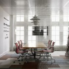 Wooden Table Chairs Wonderful Wooden Table And Red Chairs In Kitchen Table And The Pendant Lamps Competed The Jwt House Area Interior Design Elegant Contemporary Art For Interior Of Old Fashioned Office