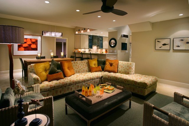 Living Room Area Adorable Living Room In Basement Area Completed With Patterned Sleeper Sectional Sofa With Open Coffee Table Furniture Elegant Industrial Style Interior With Colorful Sleeper Sectional Sofas