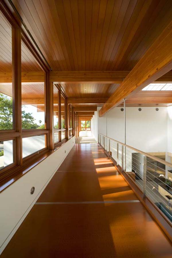 Empty Space Residence Airy Empty Space Inside Chestnut Residence Displaying Wooden Striped Glossy Ceiling And Brown Glossy Floor Involved Wood Glass Windows Dream Homes  Amazing Modern Living Room For Luxurious Home Architecture