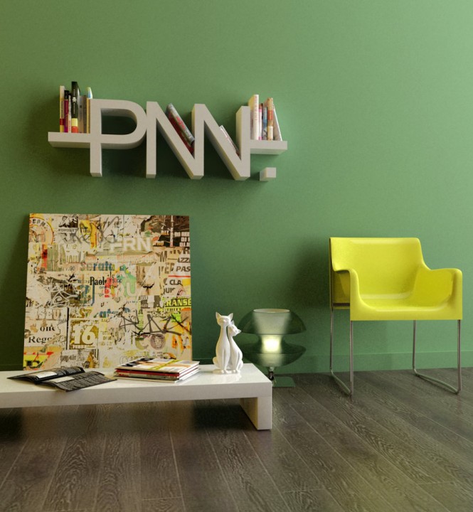 Alphabet Shelf Wall Amazing Alphabet Shelf Used Green Wall Color Decor And Yellow Chair Furniture And Wooden Flooring Design Ideas Dream Homes Stylish Grey Interior Design With Chic And Beautiful Colorful Paintings