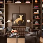 Contemporary Family With Amazing Contemporary Interior Of Family Room Design With Black Colored Leather Sleeper Sofa And Dark Brown Colored Wooden Bookshelf Decoration Elegant Leather Sleeper Sofas For Luxury Room Look