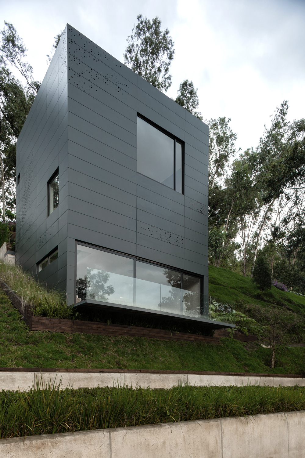 Simple Architectural In Amazing Simple Architectural Alta House In Cube Shape With Glass Window Lovely Flower In Wood Planter Glass Railing Dream Homes  Airy And Beautiful Mountain Retreat With Amazing Natural Landscape