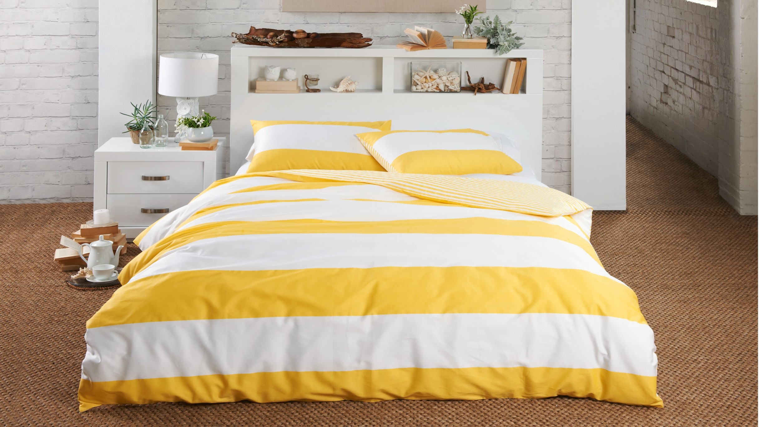 White Yellow On Amazing White Yellow Duvet Cover On White Bedding Involved White Wooden Open Cabinets In Headboard And White Nightstand Bedroom Solid Yellow Duvet Cover For Bright Bedroom Designs