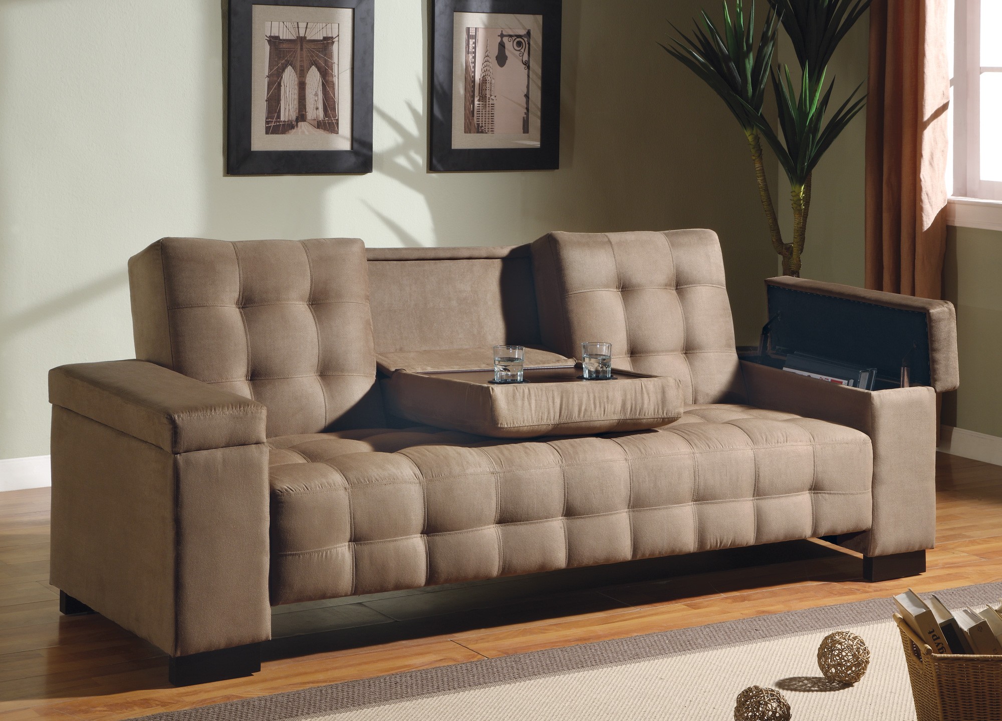 Classic Living With Amusing Classic Living Room Design With Dark Brown Colored Convertible Sofa And Light Brown Colored Wooden Veneer Of Floor Decoration Comfortable And Contemporary Convertible Sofa In Soft Color Schemes