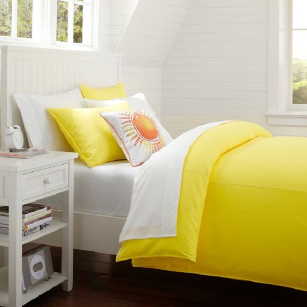 Yellow Duvet White Amusing Yellow Duvet Cover In White Bedding Installed With White Wooden Nightstand On Wooden Striped Floor Bedroom Solid Yellow Duvet Cover For Bright Bedroom Designs