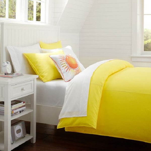 Yellow Duvet White Amusing Yellow Duvet Cover In White Bedding Installed With White Wooden Nightstand On Wooden Striped Floor Bedroom  Solid Yellow Duvet Cover For Bright Bedroom Designs