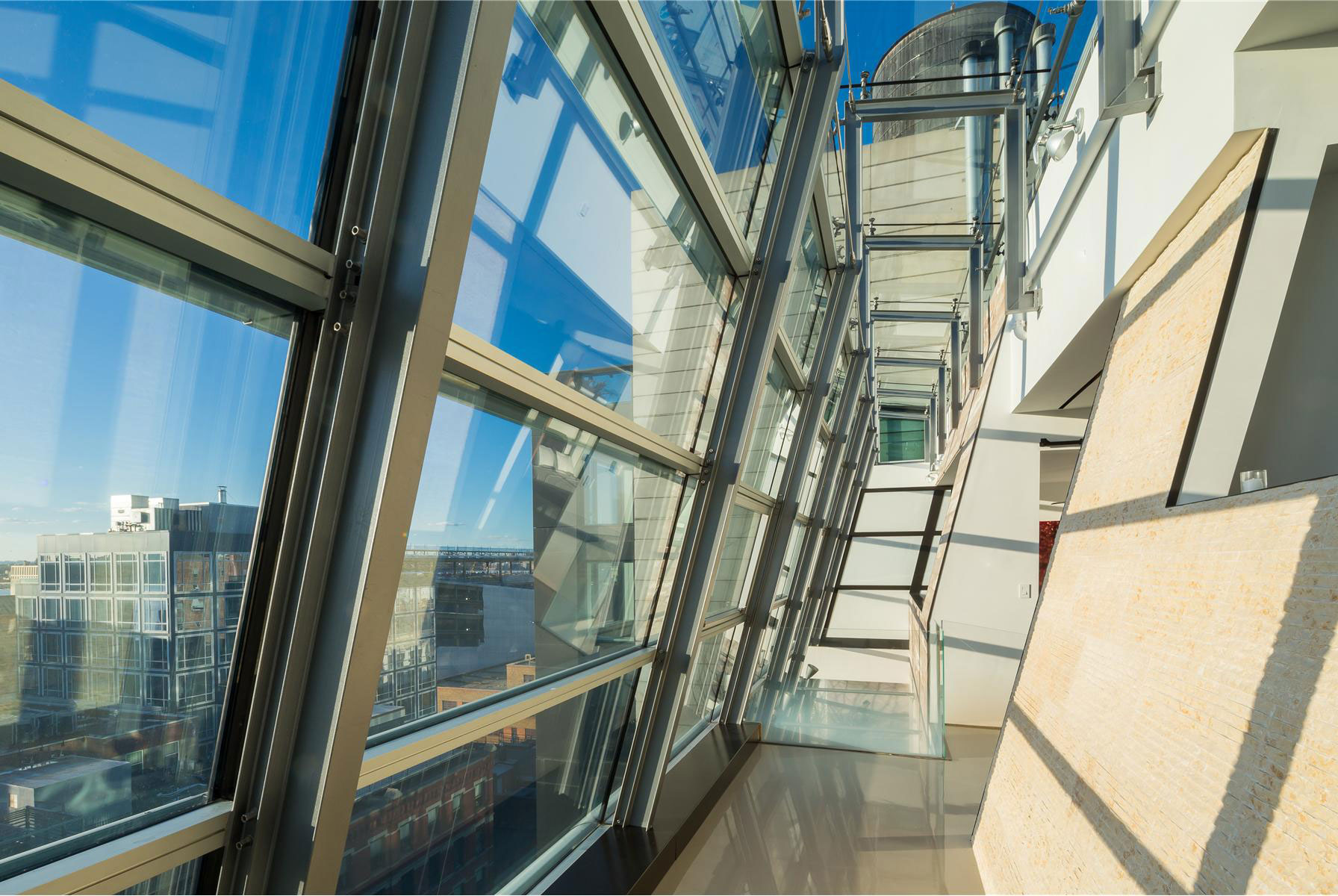 Greenwich Street Wall Appealing Greenwich Street Project Glass Wall In Dark Frame Sleek Laminate Flooring Sloping Rustic Brick Wall Architecture  Stunning Steel And Glass Structure Reflected In 497 Greenwich Street Penthouse