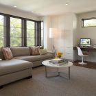 Home Family Integrating Appealing Home Family Room Idea Integrating Light Grey Sectional Sofa Coupled With White Coffee Tables And Tray Dream Homes Deluxe Sectional Sofa For Contemporary Furniture Of Minimalist Residence