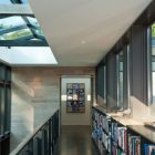 Dark Bookshelves Washington Attractive Dark Bookshelves In The Washington Park Hilltop Residence Upper Space Alleyway On The Wooden Floor Dream Homes Amazing Modern Home With Beautiful H-Shape Exterior Layout