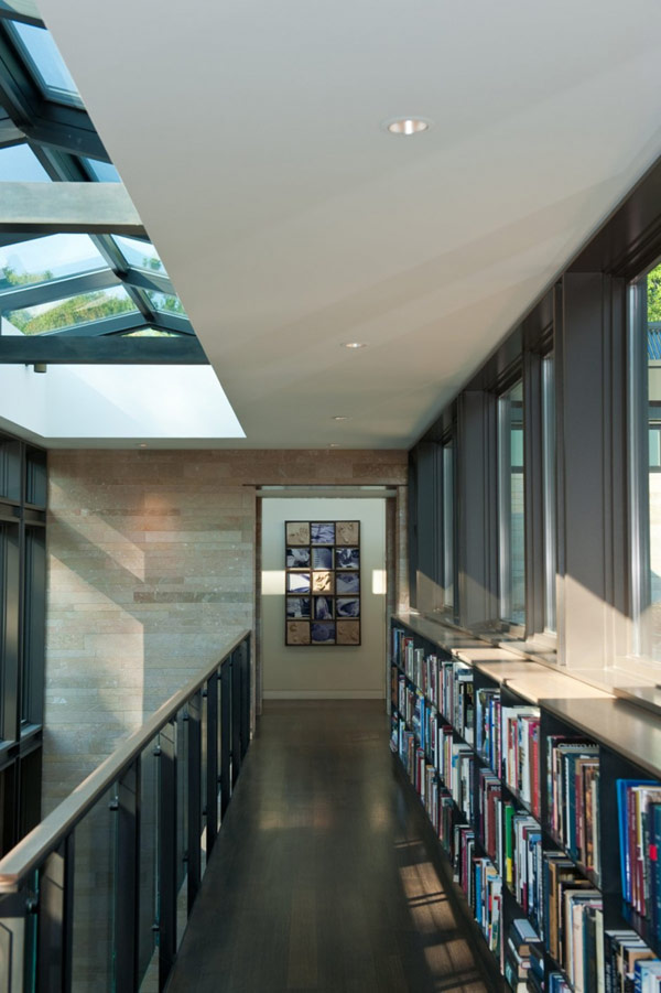 Dark Bookshelves Washington Attractive Dark Bookshelves In The Washington Park Hilltop Residence Upper Space Alleyway On The Wooden Floor Dream Homes Amazing Modern Home With Beautiful H-Shape Exterior Layout