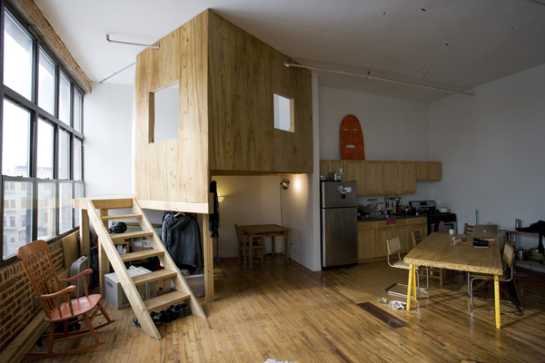 Cabin Loft Interior Awesome Cabin Loft In Brooklyn Interior Designed With Unique Loft For Sleeping With Closet Located Under It Decoration Unique Tiny Cabin With Minimalist Staircase That Maximize Space