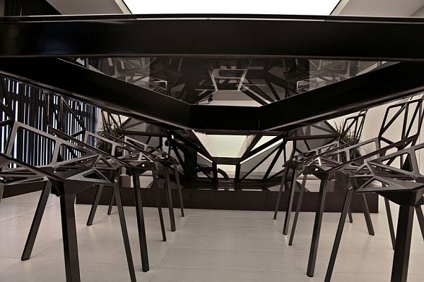 Desk And By Awesome Desk And Conference Table By Jovo Bozhinovski Futuristic Design With Glass Top Table And Black Chairs Decoration Unique Desk Designs Ideas For Spacious Office Room