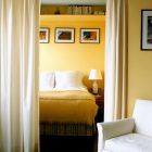 White Drapes Of Awesome White Drapes In Front Of Yellow Duvet Cover Installed In Contemporary Bedroom On Wooden Floor With White Lounge Bedroom Solid Yellow Duvet Cover For Bright Bedroom Designs