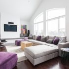 White Painted Involving Bright White Painted Living Room Involving Light Modern Sectional Sofa With Purple Chair Ottoman And Pillows Decoration 18 Stunning Modern Sectional Sofa With Various Models And Types
