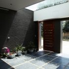 No47 House In Brilliant No47 House Design Interior In Garage Style Decorated With Concrete Tile Flooring And Wooden Sliding Door Design Ideas Architecture Minimalist Contemporary Rectangular Home With Small Courtyards In Asian Style