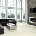 Contemporary Living Interior Captivating Contemporary Living Room Design Interior Used Black Sofa Furniture And Stone Fireplace Design Ideas Fireplace Classic Yet Contemporary Stone Fireplace For Wonderful Family Rooms