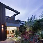 Evening View House Captivating Evening View Of Fitzroy House With Beautiful Garden Landscape Sparkling Outdoor Lights Rustic Wood Outdoor Wall Dream Homes Bright Contemporary House With Open Plan Living Room Spaces