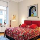 Blossom Patterned Cover Chic Blossom Patterned Red Duvet Cover Inside Bedroom Of Traditional Swedish Apartment Completed White Wooden Glass Windows Apartments Vintage Swedish Home Decorated With Contemporary Scandinavian Touch Of Traditional Style