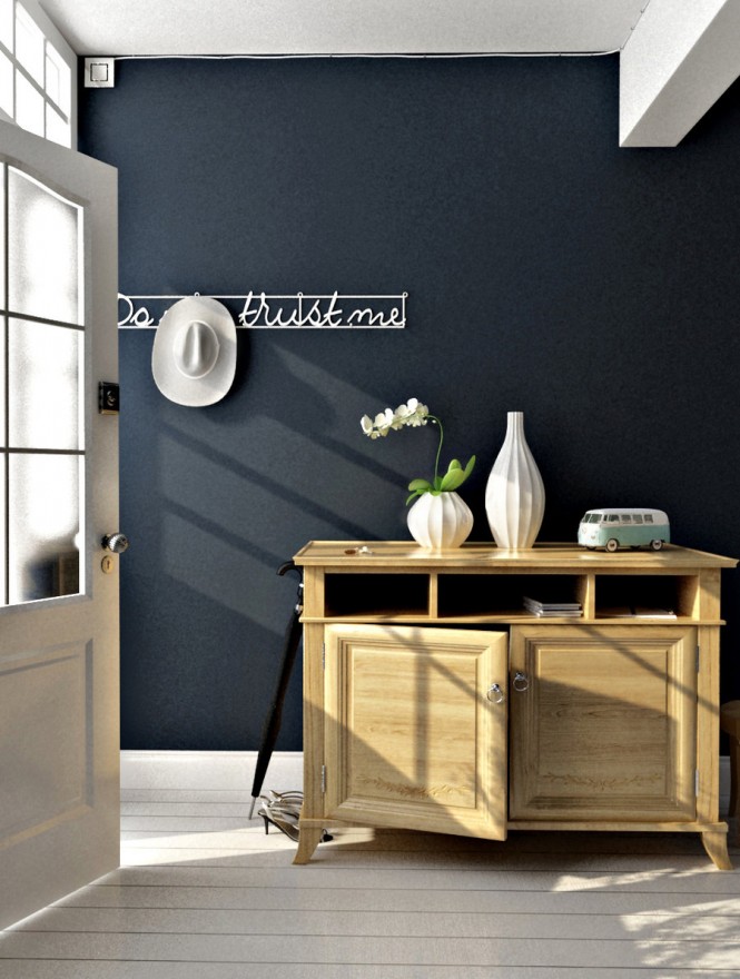 Interiors Design Dresser Classy Interiors Design Used Wooden Dresser Furniture In Modern Style And Black Wall Color Decoration Ideas Dream Homes Stylish Grey Interior Design With Chic And Beautiful Colorful Paintings