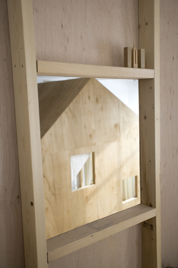 Frames Installed Wooden Cool Frames Installed On The Wooden Wall To See The Appearance Of Cabin Loft In Brooklyn Built Inside The House Decoration Unique Tiny Cabin With Minimalist Staircase That Maximize Space