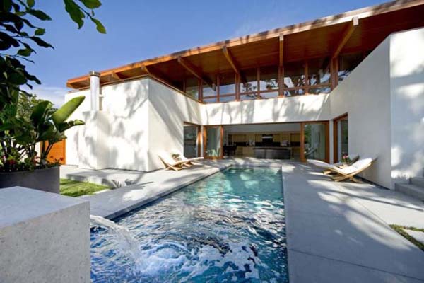 Swimming Pool Outside Cool Swimming Pool With Fountain Outside Chestnut Residence Involved White Wooden Lounge On Gray Tiled Floor Dream Homes  Amazing Modern Living Room For Luxurious Home Architecture