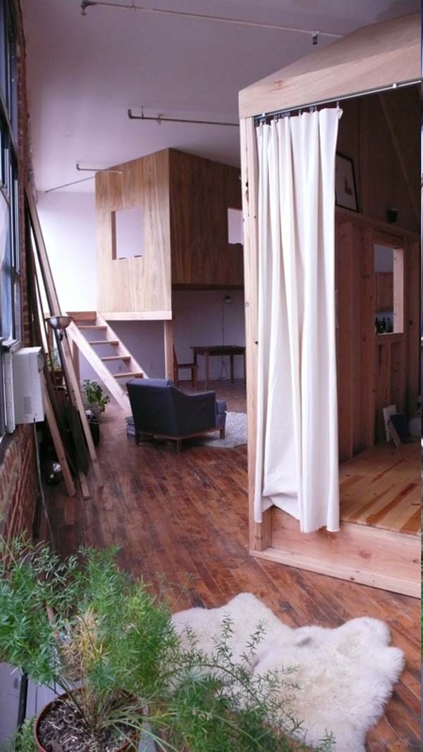 Cabin Loft Interior Cozy Cabin Loft In Brooklyn Interior With Wood Abundance Covering The Wooden Room For Closet And Bedroom Decoration  Unique Tiny Cabin With Minimalist Staircase That Maximize Space