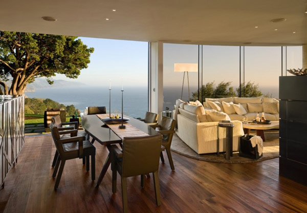 Dining Room Table Cozy Dining Room With Long Table And Brown Chairs On Hardwood Floor Inside The Coastlands House Dream Homes Sustainable Contemporary Home Building With Exotic Features