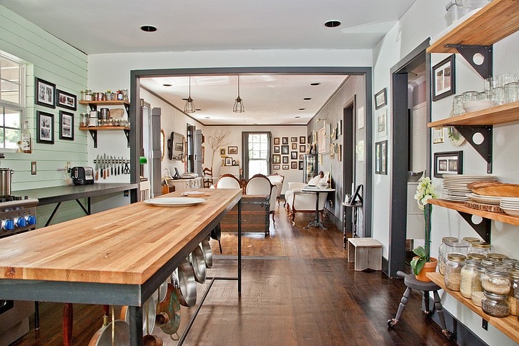 Look Of Austin Crowded Look Of Eclectic Home Austin Texas Parallel Kitchen And Living Room With Wide Doorway Between Them Dream Homes Beautiful And Eclectic House Interior In Unique Vintage Decorations