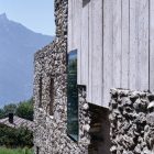 Chamoson House Stone Eclectic Chamoson House With Rustic Stone Outdoor Wall Square Glass Window Outdoor Wood Wall Beautiful Mountainous View Dream Homes Unusual Contemporary Rural House With Rough Stone Wall Structure