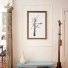 Entry With And Electric Entry With Artistic Painting And Lacquered Wood Floor Vintage Pillar Light Blue Wood Bench Cute Ornament Wire Chair Decoration Chic And Classy Coat Racks Brimming With Elegant Interior Decorations