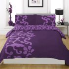 Purple Duvet Modern Elegant Purple Duvet Cover On Modern Low Profile Bed Glossy Dark Table Lamp On Glass Bedside Table Artistic Painting Bedroom Comfortable Purple Duvet Covers For Your Beautiful Bedroom Sets