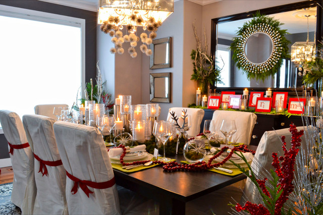 Christmas Dinner With Enchanting Christmas Dinner Table Decorations With Glamorous Chandelier White Side Chairs Small Square Mirror Shiny Candlesticks Dining Room  Easy Christmas Dinner Table Decorations With Luxurious Colors Combinations