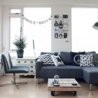 Eclectic Living With Enchanting Eclectic Living Room Design With Blue Navy Colored Cheap Sofa Beds And Soft Brown Wooden Low Table Dream Homes Cozy Cheap Sofa Beds For Elegant And Comfortable Living Rooms