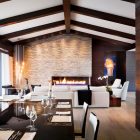 Modern Dining Interior Epic Modern Dining Room Design Interior With Stone Fireplace Design And Open Living Space For Home Inspiration To Your House Fireplace Classic Yet Contemporary Stone Fireplace For Wonderful Family Rooms