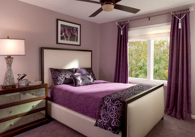 White Bed Print Excellent White Bed With Floral Print Purple Duvet Cover Stylish Drum Table Lamp On Wood Bedside Table Precious Curtain Warm Fur Rug Bedroom Comfortable Purple Duvet Covers For Your Beautiful Bedroom Sets