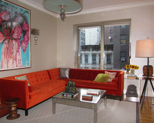 Catching Red Idea Eye Catching Red Sectional Sofa Idea Manufactured With Tufted Details Coupled With Dark Glass Coffee Table Idea Decoration  Gorgeous Red Sectional Sofas For A Stylish Modern Interiors