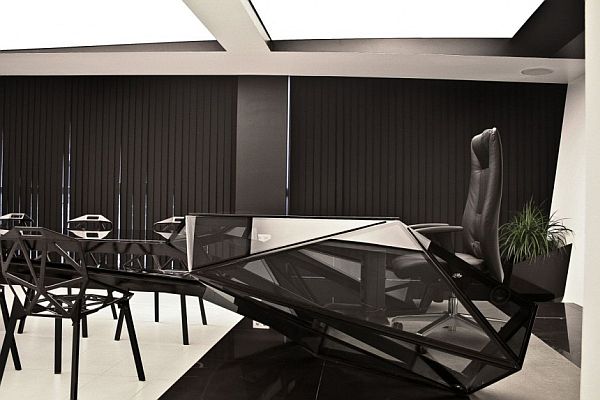 Desk And By Fabulous Desk And Conference Table By Jovo Bozhinovski Design With Leather Master Seats And Glass Top Desk Decoration Unique Desk Designs Ideas For Spacious Office Room